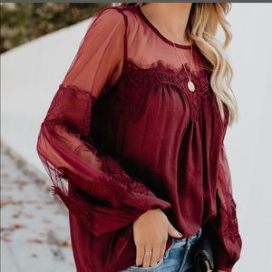 Vici Throreau Lace Peasant Top